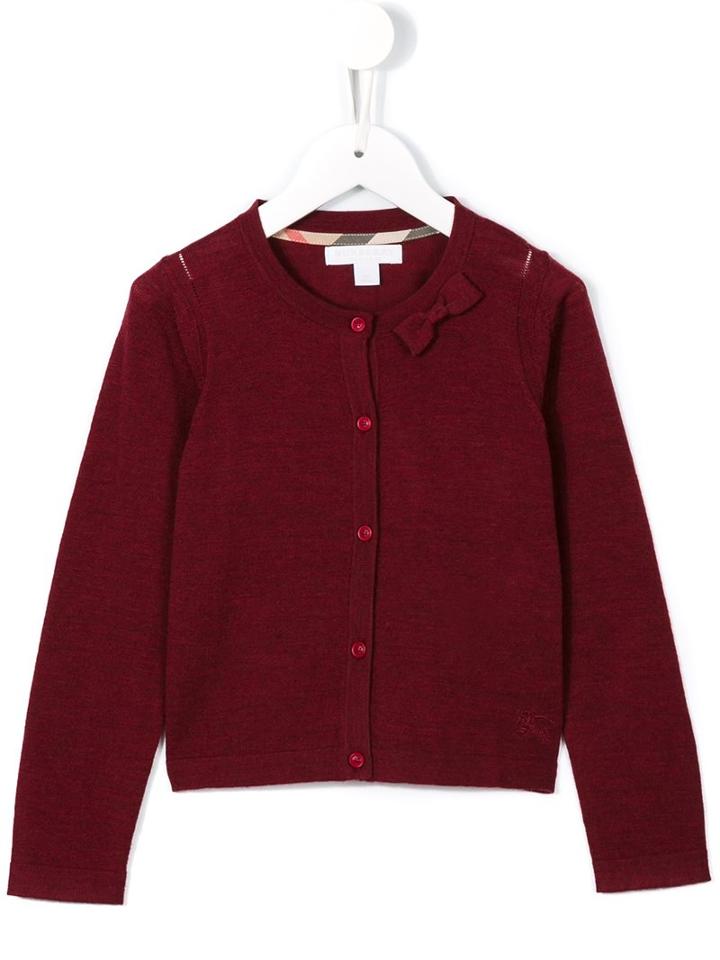 Burberry Kids Bow Detail Cardigan, Girl's, Size: 8 Yrs, Red