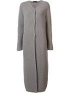 Calvin Klein Collection Ribbed Cardi-coat, Women's, Size: Medium, Nude/neutrals, Cashmere