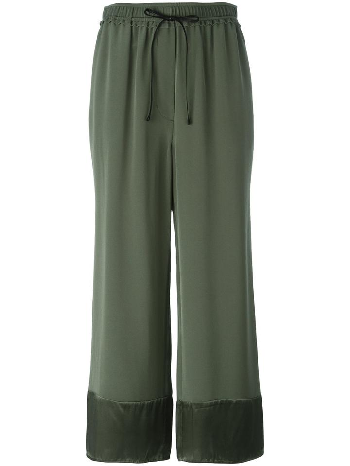 3.1 Phillip Lim Cropped Palazzo Pants, Women's, Size: 4, Green, Silk