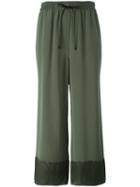 3.1 Phillip Lim Cropped Palazzo Pants, Women's, Size: 4, Green, Silk