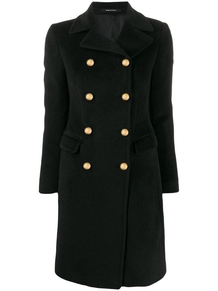 Tagliatore Textured Double-breasted Coat - Black