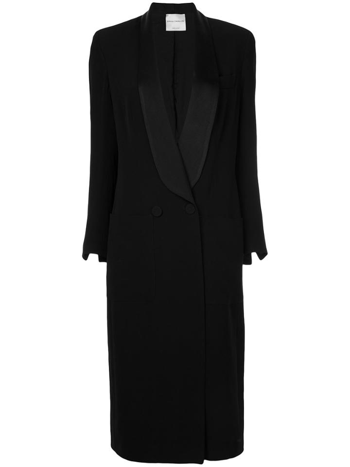 Erika Cavallini Long Double Breasted Coat - Black