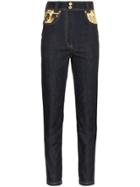 Versace Pattern Printed High-waisted Skinny Jeans - Blue