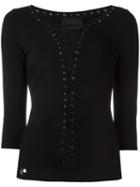 Philipp Plein Lace-up Top, Women's, Size: Small, Black, Viscose/polyester/spandex/elastane/silk