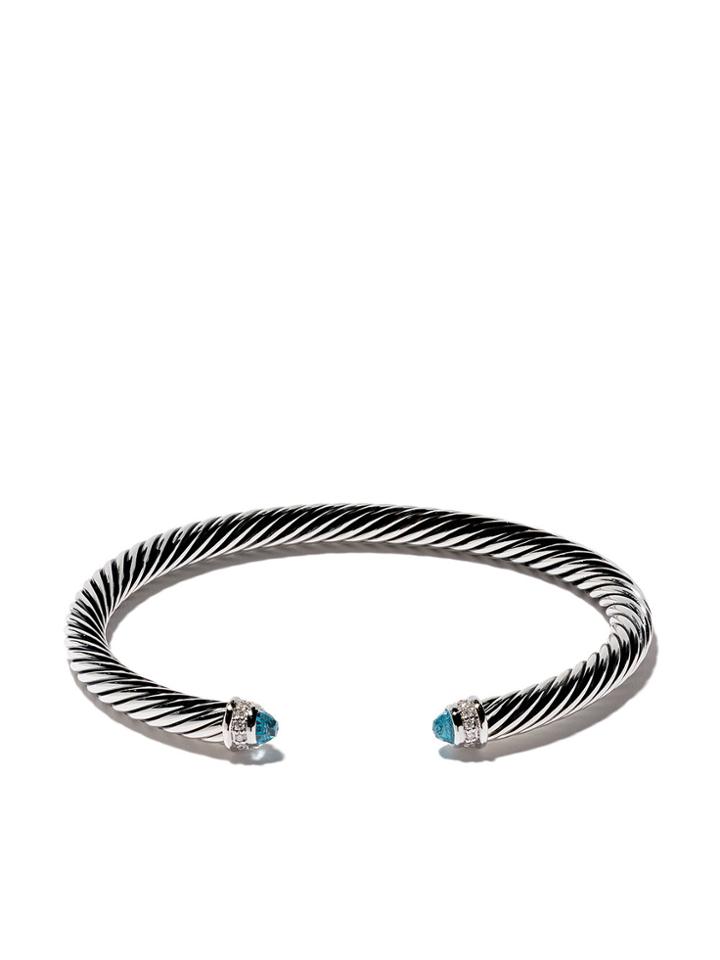 David Yurman Cable Classic Blue Topaz And Diamond Cuff Bracelet -