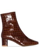 By Far Sofia 63 Crocodile-effect Ankle Boots - Brown