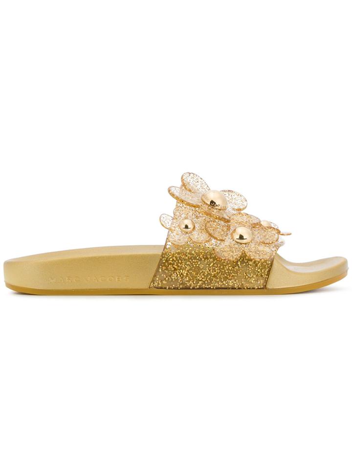 Marc Jacobs Flower Design Slippers - Metallic