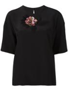 Dolce & Gabbana Flower Embroidered Top, Women's, Size: 38, Black, Silk
