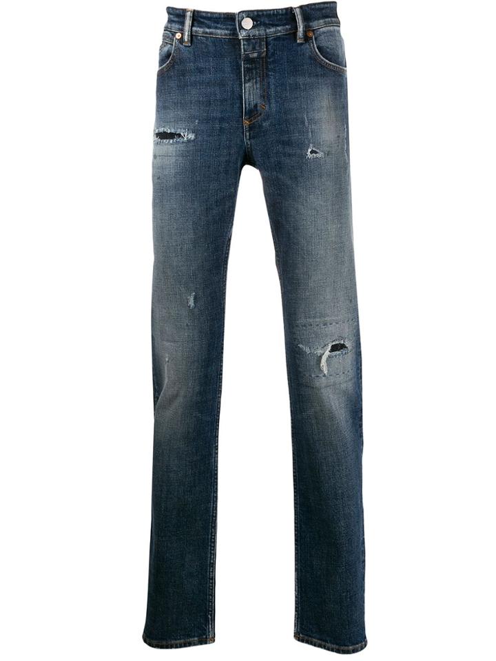 Closed Distressed Straight-leg Jeans - Blue