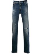 Closed Distressed Straight-leg Jeans - Blue