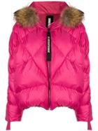 As65 Fur Trimmed Puffer Coat - Pink & Purple