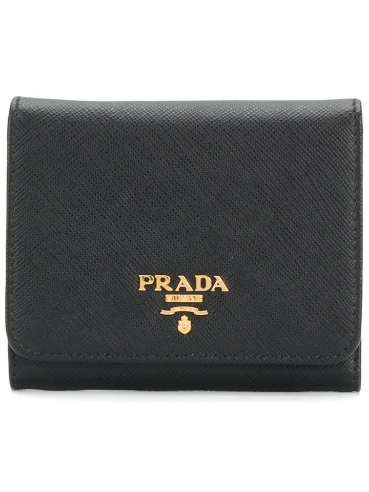 Prada Trifold Flap Wallet - Black