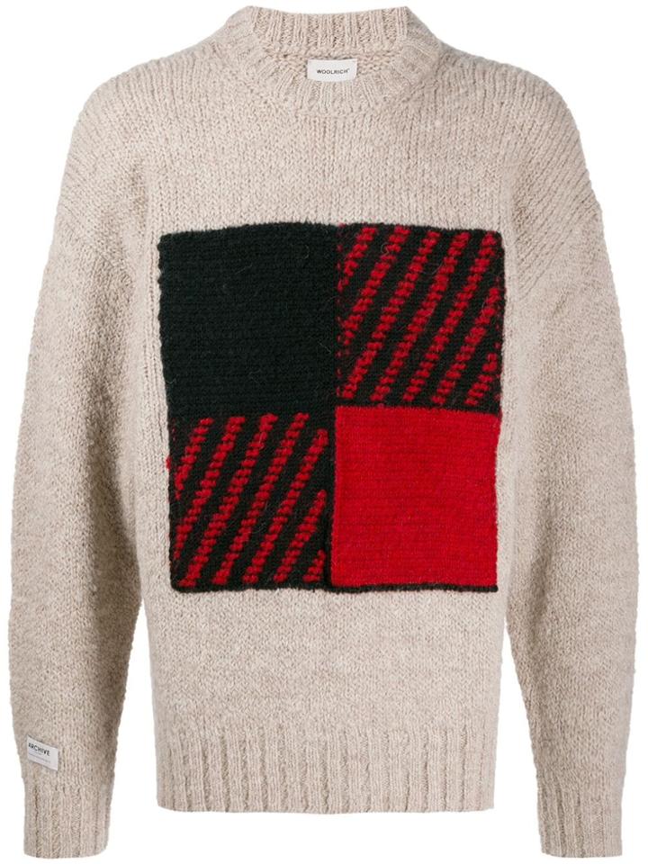 Woolrich Knitted Cube Pattern Jumper - Neutrals