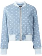 Diesel Denim Heart Bomber Jaket, Women's, Size: Medium, Blue, Cotton/polyester