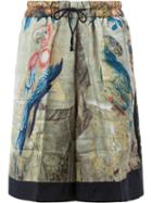 Dries Van Noten Macaw Print Shorts, Men's, Size: Small, Viscose