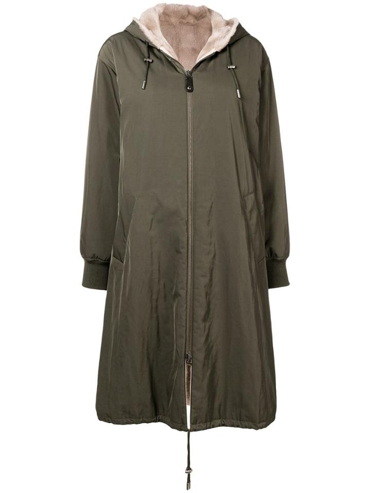 Yves Salomon Army Fur Lined Parka Coat - Green