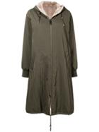 Yves Salomon Army Fur Lined Parka Coat - Green