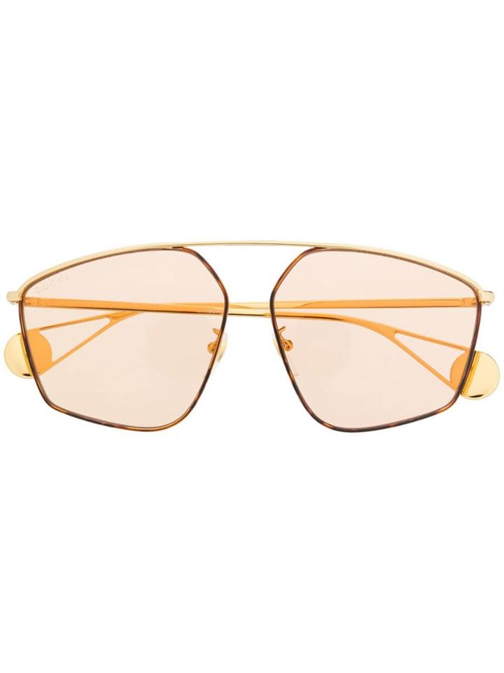 Gucci Eyewear Oversized Tinted Sunglasses - Gold