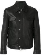Ami Alexandre Mattiussi Grained Leather Zipped Jacket - Black