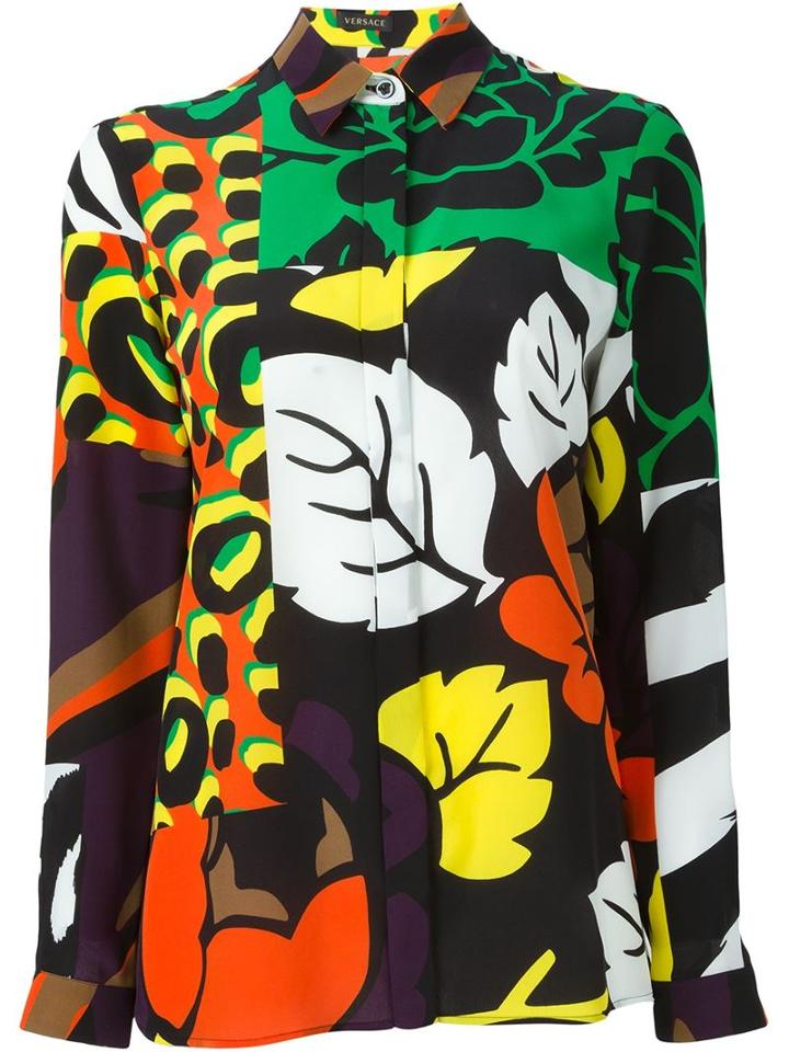 Versace Floral Print Shirt, Women's, Size: 38, Silk