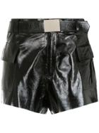 Nk Panelled Leather Shorts - Black