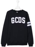 Gcds Kids Teen Embroidered Logo Sweatshirt - Blue