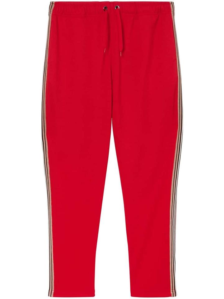 Burberry Icon Stripe Detail Jersey Trackpants - Red