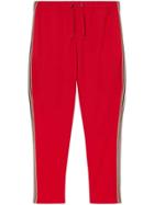 Burberry Icon Stripe Detail Jersey Trackpants - Red