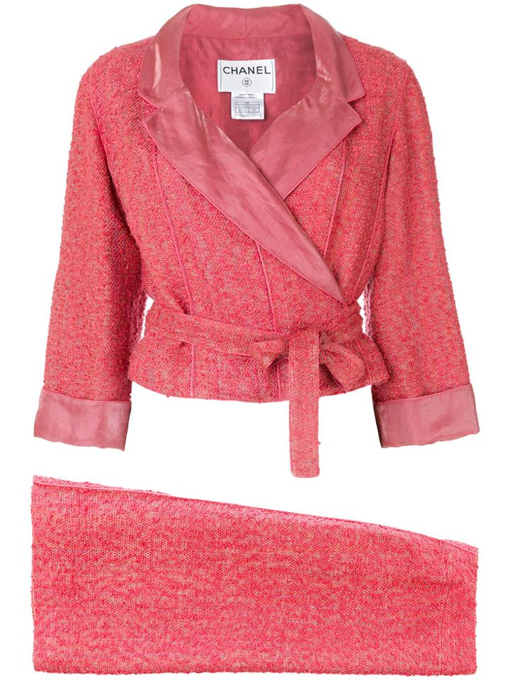 Chanel Vintage 1999 Tweed Skirt Suit - Pink & Purple