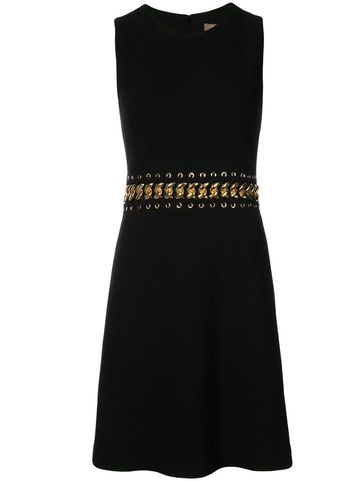 Michael Kors - Metallic Lace-up Flared Dress - Women - Spandex/elastane/modal/wool - 10, Black, Spandex/elastane/modal/wool
