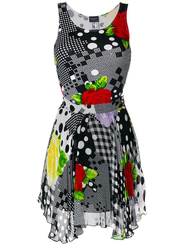 Versace Vintage Floral Dots Skirt & Tank - Multicolour