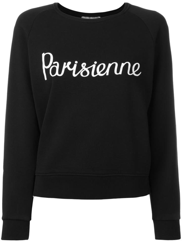 Maison Kitsuné 'parisienne' Print Sweatshirt, Women's, Size: Large, Black, Cotton