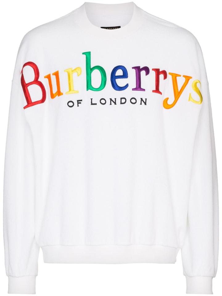 Burberry Logo Embroidered Towelling Sweatshirt - White