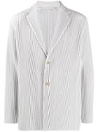 Homme Plissé Issey Miyake Pleated Fitted Blazer - Grey