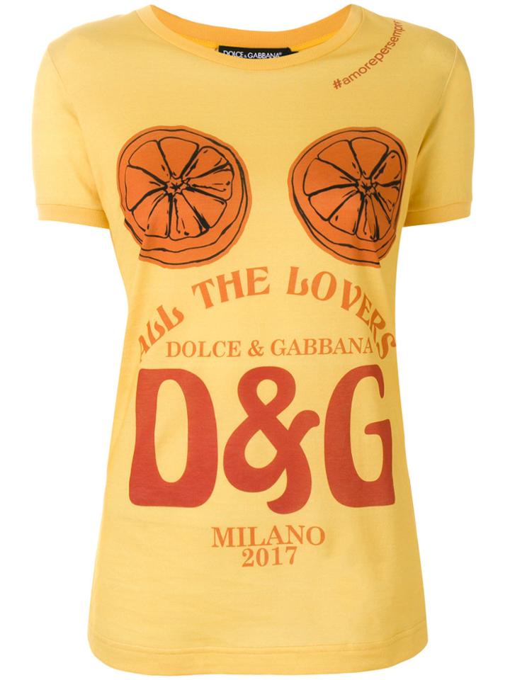 Dolce & Gabbana All The Lovers Print T-shirt - Yellow & Orange