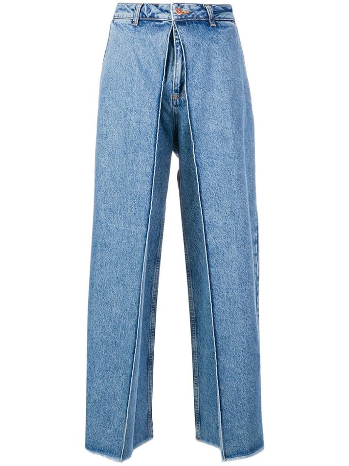 Aalto Cropped Palazzo Jeans - Blue