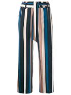 Cambio Multi-stripe Cropped Trousers - Blue