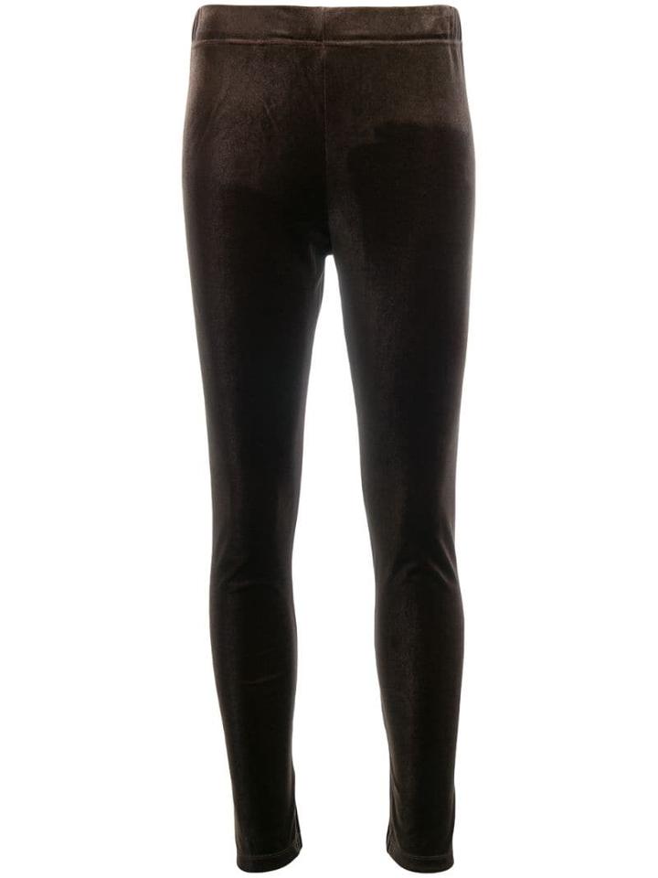 Zucca Plain Mid-rise Leggings - Brown