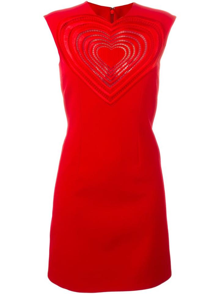 Christopher Kane Macrame Heart Shift Dress, Women's, Size: 10, Red, Silk/polyamide/polyester/viscose