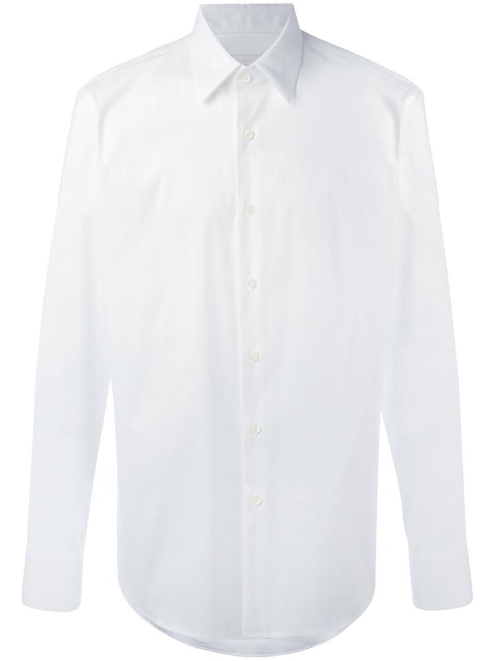 Prada Classic Shirt, Men's, Size: 39, White, Cotton/polyamide/spandex/elastane