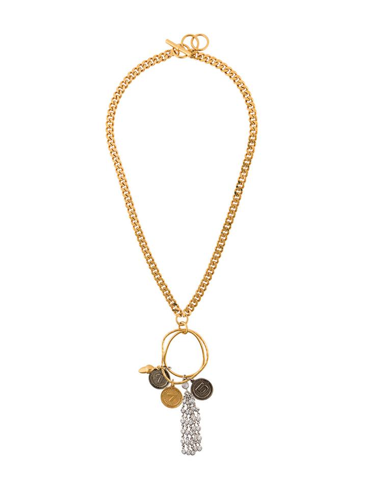 Sonia Rykiel Asymmetric Medal Necklace - Metallic