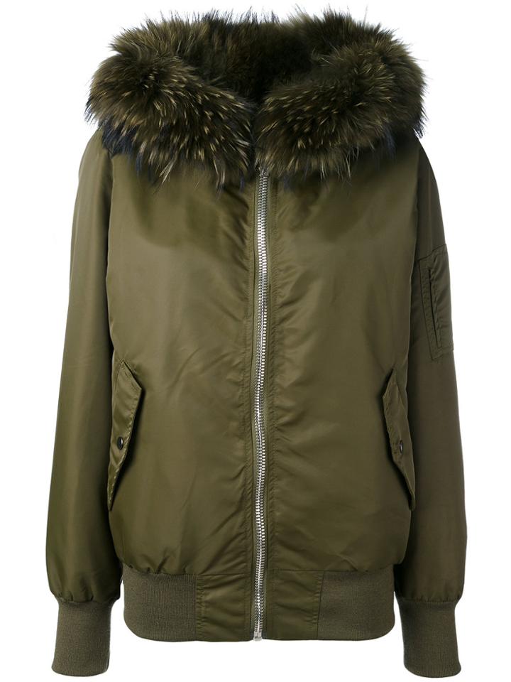 Liska Fur Collar Bomber Jacket - Green