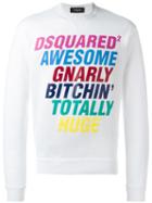 Dsquared2 Slogan Crew Neck Sweatshirt, Men's, Size: Small, White, Cotton