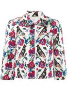 Red Valentino Floral Bird Print Cropped Jacket - White