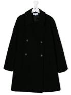 Simonetta Teen Double-breasted Fitted Coat - Black