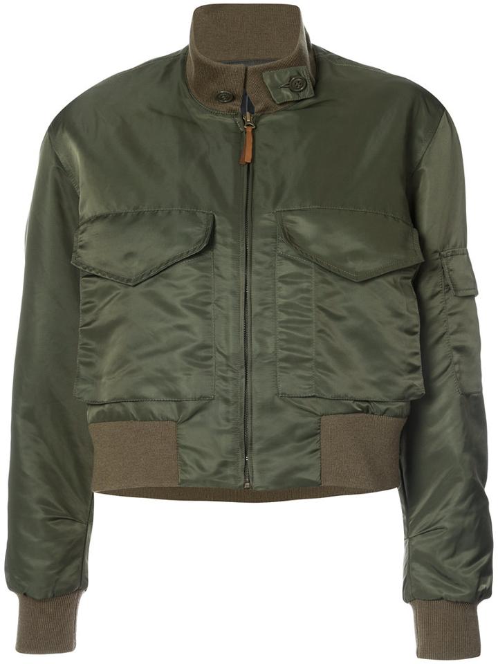 Nili Lotan - Cropped Bomber Jacket - Women - Nylon - M, Green, Nylon