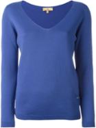 Fay V-neck Knit Jumper, Women's, Size: M, Blue, Cotton