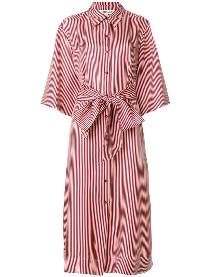 Dvf Diane Von Furstenberg Striped Midi Shirt Dress - Red