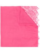 Valentino Lace Trim Textured Scarf - Pink