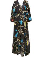 Dvf Diane Von Furstenberg Tropical Print Wrap Dress - Black